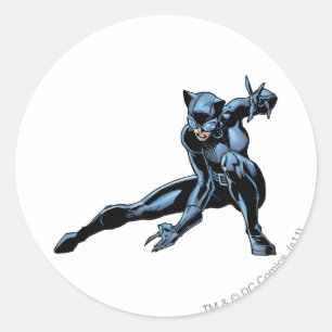 Catwoman crouches classic round sticker