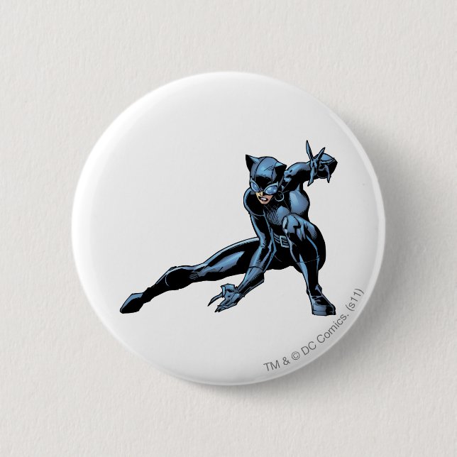 Catwoman crouches pinback button (Front)