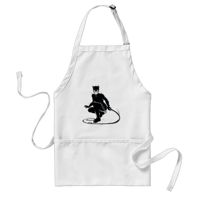 Catwoman Ink Brush Pose Adult Apron (Front)