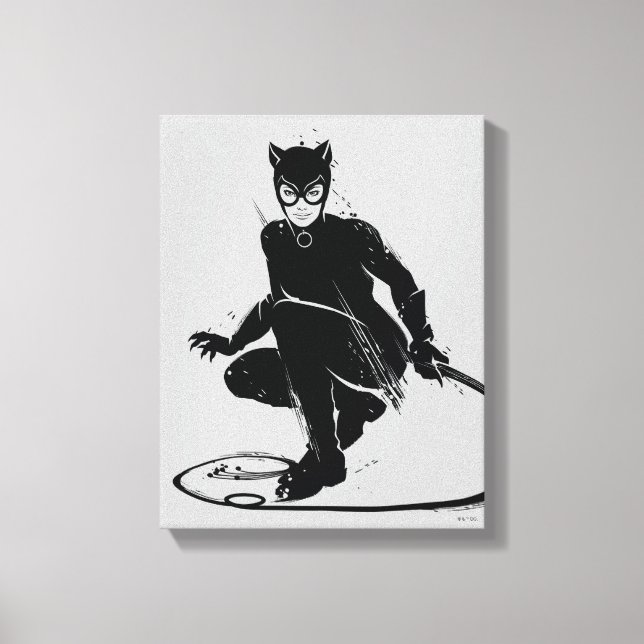 Catwoman Ink Brush Pose Canvas Print (Front)