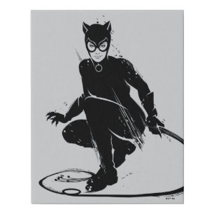 Catwoman Ink Brush Pose Faux Canvas Print