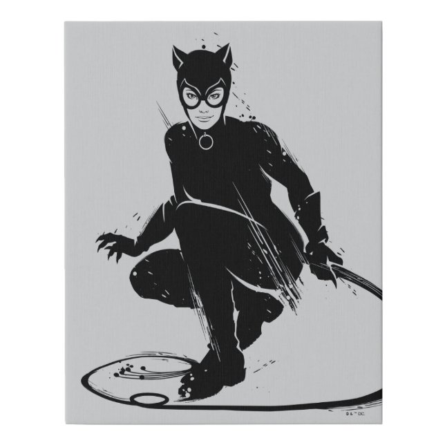 Catwoman Ink Brush Pose Faux Canvas Print (Front)