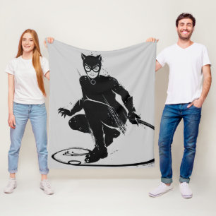 Catwoman Ink Brush Pose Fleece Blanket