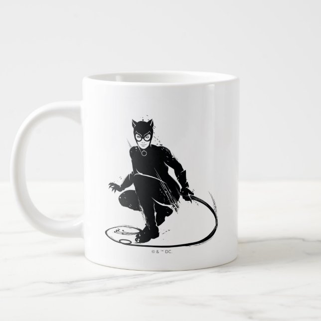 Catwoman Ink Brush Pose Giant Coffee Mug (Left)