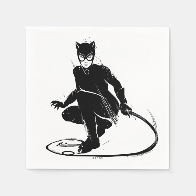 Catwoman Ink Brush Pose Napkins (Front)