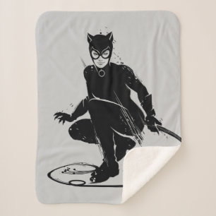 Catwoman Ink Brush Pose Sherpa Blanket