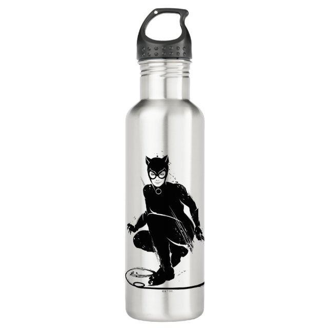 Catwoman Ink Brush Pose Stainless Steel Water Bottle (Front)