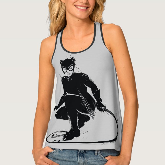 Catwoman Ink Brush Pose Tank Top (Front)