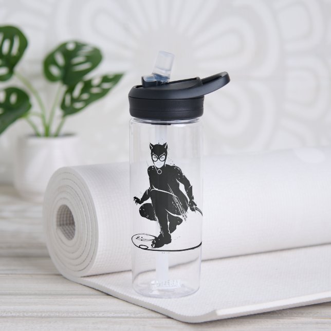 Catwoman Ink Brush Pose Water Bottle (Yoga)