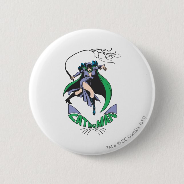 Catwoman & Logo Green Pinback Button (Front)