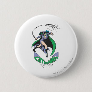 Catwoman & Logo Green Pinback Button