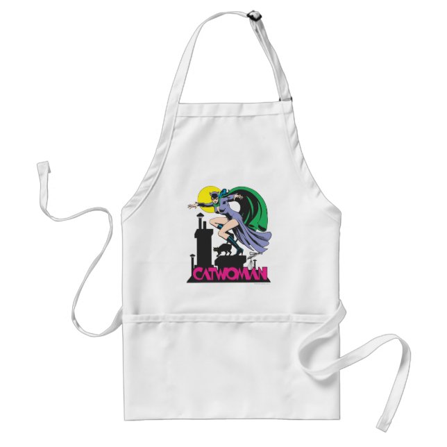 Catwoman & Pink Name Adult Apron (Front)