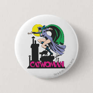 Catwoman & Pink Name Pinback Button