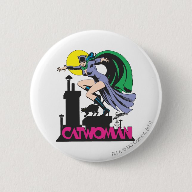 Catwoman & Pink Name Pinback Button (Front)