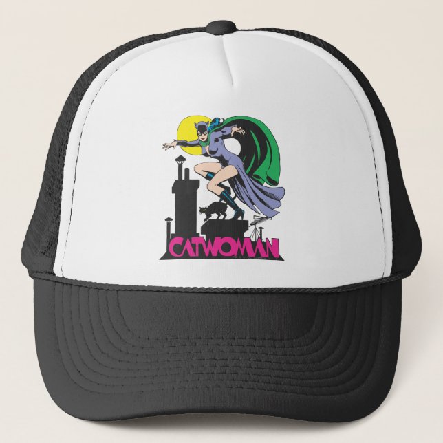 Catwoman & Pink Name Trucker Hat (Front)