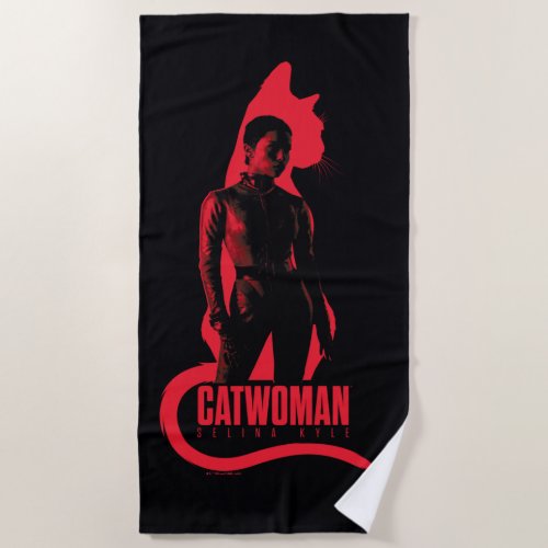 Catwoman Selina Kyle Cat Silhouette Beach Towel