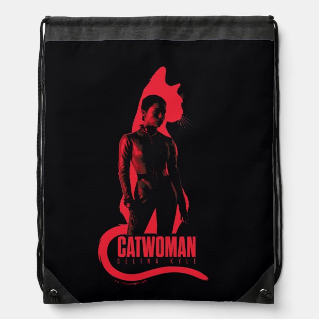 Catwoman Selina Kyle Cat Silhouette Drawstring Bag (Front)
