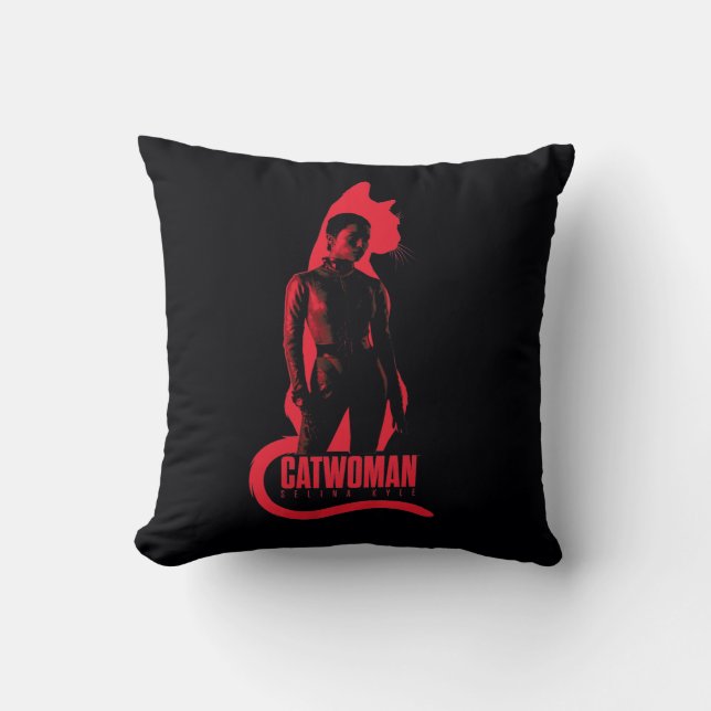 Catwoman Selina Kyle Cat Silhouette Throw Pillow (Front)