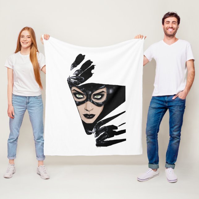 Catwoman The Claws Are Out Cover Illustration Fleece Blanket (In Situ)