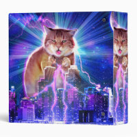 dj cat - space cat - cat pizza - cute cats 3 ring binder, Zazzle