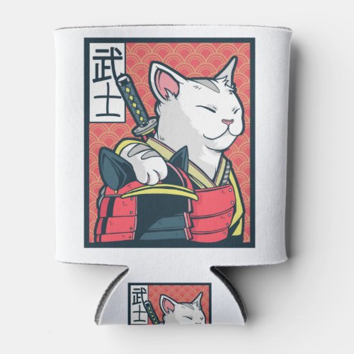 Catzilla _ Ancient Japanese Cat Art _ Ninja Cat Can Cooler