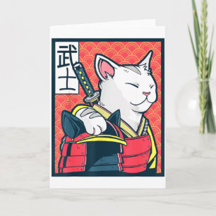 Catzilla Ancient Japanese Cat Art Vintage Ninja T Card
