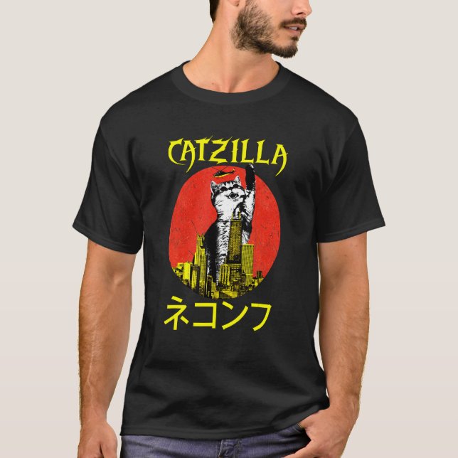 Catzilla Attacks Cat T-Shirt (Front)