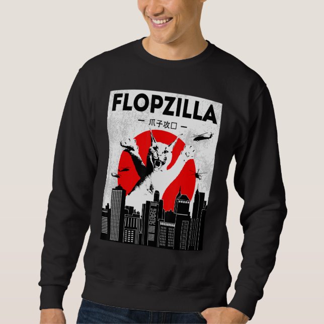 Catzilla big floppa meme Flopzilla Caracal Cat Sweatshirt (Front)
