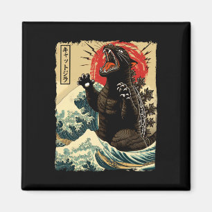 Catzilla Cat Art Funny Cat Japanese For Men Women  Magnet