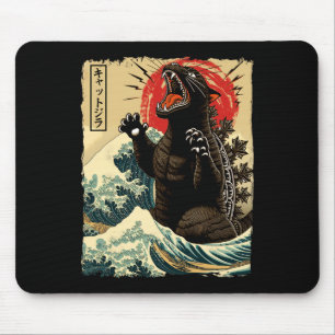 Catzilla Cat Art Funny Cat Japanese For Men Women Mouse Pad