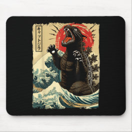 Catzilla Cat Art Funny Cat Japanese For Men Women Mouse Pad