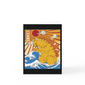 Catzilla Cat Japanese Anime Kawaii Funny Gifts Sun Card