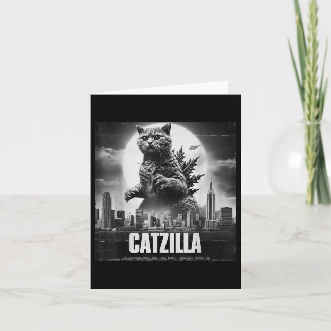 Catzilla Cat Japanese Art Funny  Card (Front)