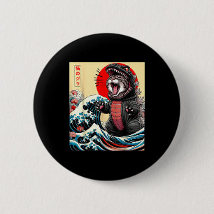 Catzilla Cat Japanese Art Funny Cat For Men Women  Button