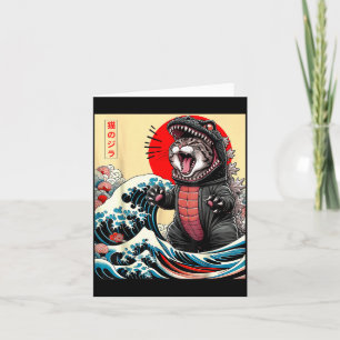 Catzilla Cat Japanese Art Funny Cat For Men Women  Card