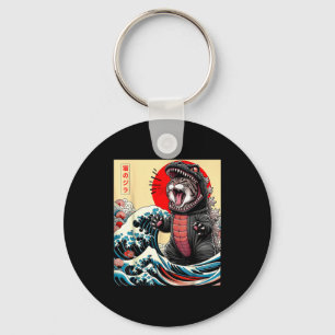 Catzilla Cat Japanese Art Funny Cat For Men Women Keychain