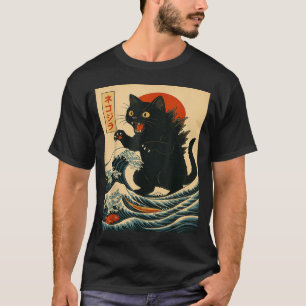 Catzilla Cat Japanese Art Funny Cat For Men Women  T-Shirt
