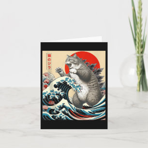 Catzilla Cat Japanese Art Funny Cat Gifts For Men  Card