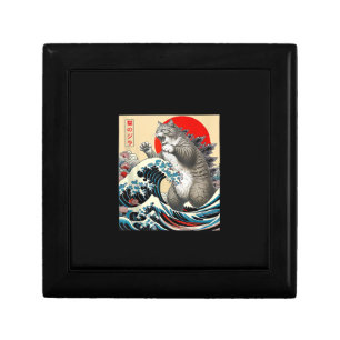 Catzilla Cat Japanese Art Funny Cat Gifts For Men Gift Box