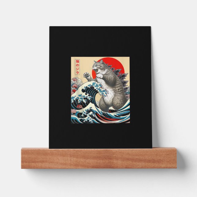 Catzilla Cat Japanese Art Funny Cat Gifts For Men  Picture Ledge (Front)