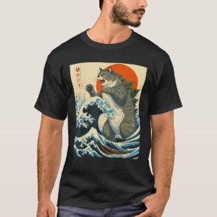 Catzilla Cat Japanese Art Funny Cat Gifts For Men  T-Shirt