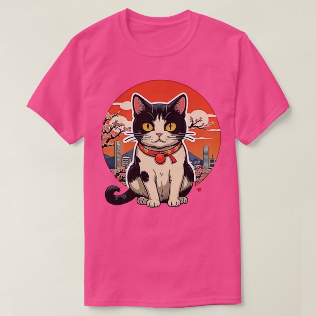 Catzilla Cat Japanese Art Funny Cat Gifts T-Shirt (Design Front)