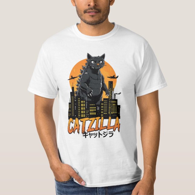 Catzilla Cat Japanese Art Funny Cat Gifts  T-Shirt (Front)