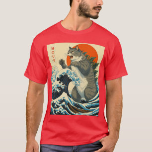 Catzilla Cat Japanese Art Funny Cats Gifts for Men T-Shirt