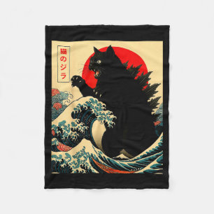 Catzilla Cat Japanese Art Funny For Men Women Boy Fleece Blanket