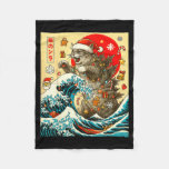 Catzilla Cat Japanese Art Funny Xmas For Men Women Fleece Blanket