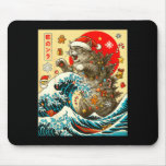 Catzilla Cat Japanese Art Funny Xmas For Men Women Mouse Pad
