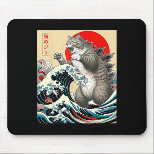 Catzilla Cat Japanese Art  Mouse Pad