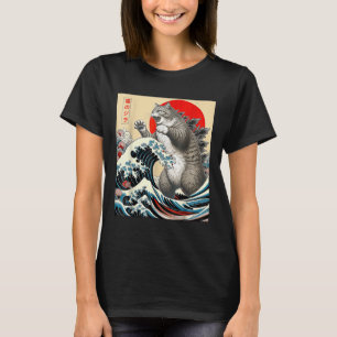 Catzilla Cat Japanese Art  T-Shirt