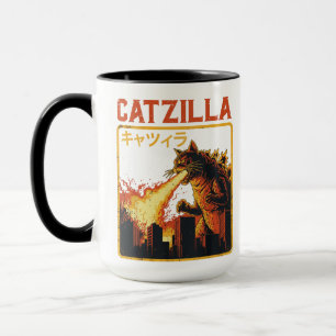 Catzilla Cat Monster Funny Japanese Parody Women M Mug
